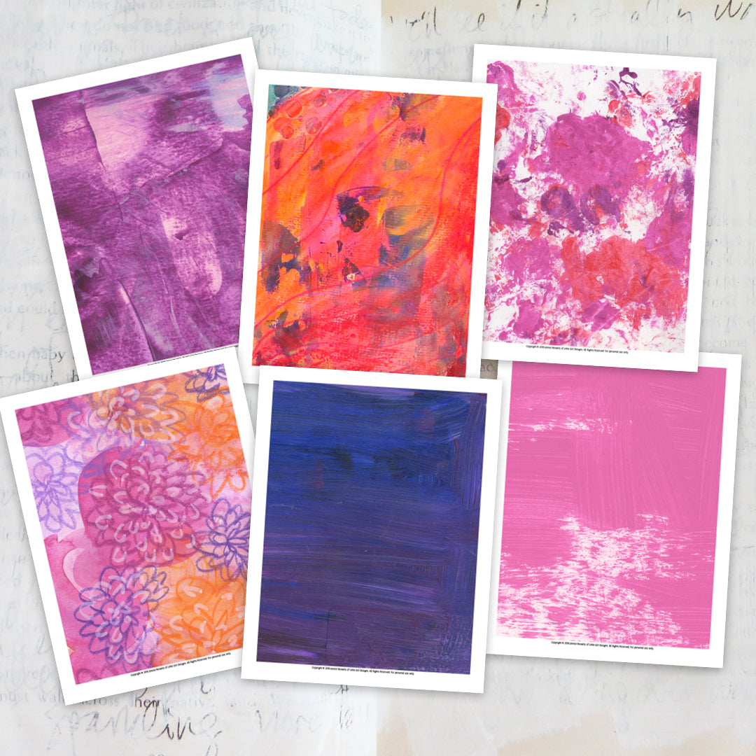 Get art journal printable backgrounds that you can use for art journaling collages, texture, layering, and more! These beautiful printable backgrounds are so much fun to use! Click to see examples.