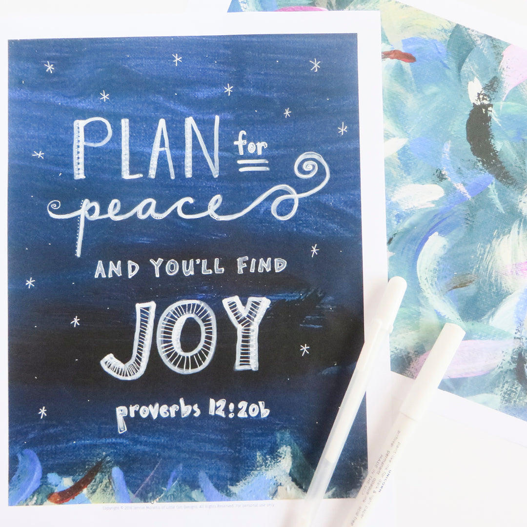 Here is an example of how to use the printable art journal pages as a background for your hand lettering adventures!