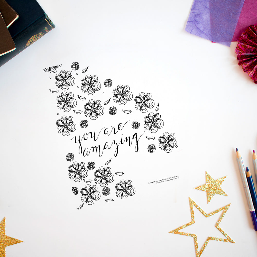 You ARE amazing! Pull out your markers or colored pencils and enjoy coloring this coloring sheet excerpt from The Creative Retreat book.
