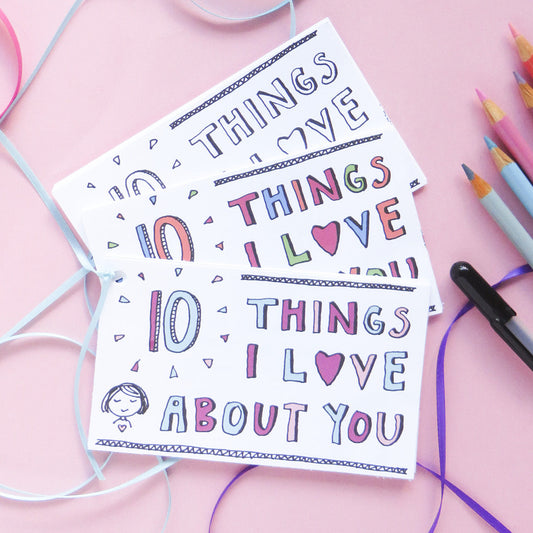 Share your love with someone in a meaningful way with these I love you cards! The 10 Things I Love About You printable card set is a great way to share your love any time of the year! 