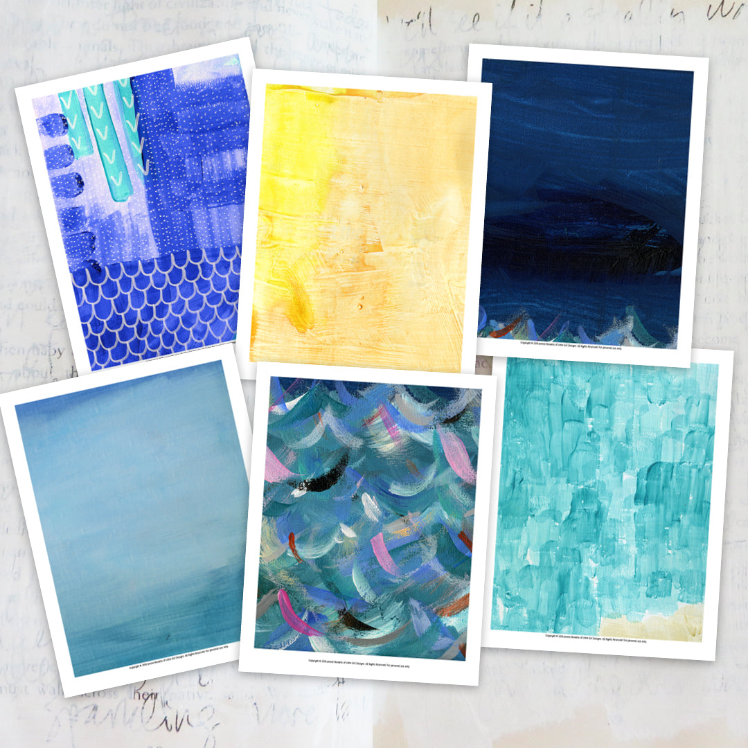 Here are some examples of the ocean inspired printable art journal backgrounds from Jennie Moraitis. So luscious and textured!