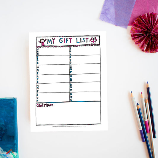 Illustrated Printable Gift List {FREE or Pay What You Can}