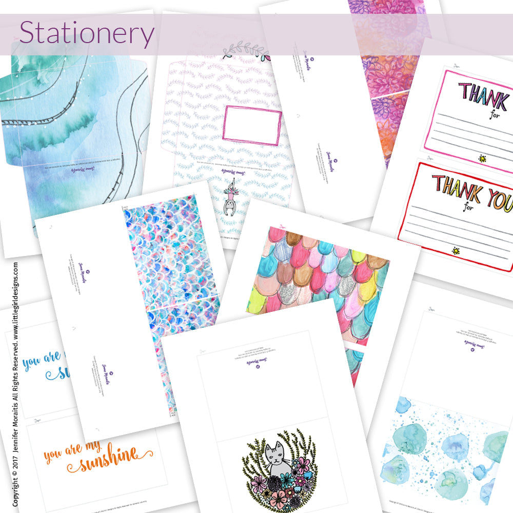 You'll get 47 pieces of cute printable stationery in the 10 Minute Letter Writing Retreat!