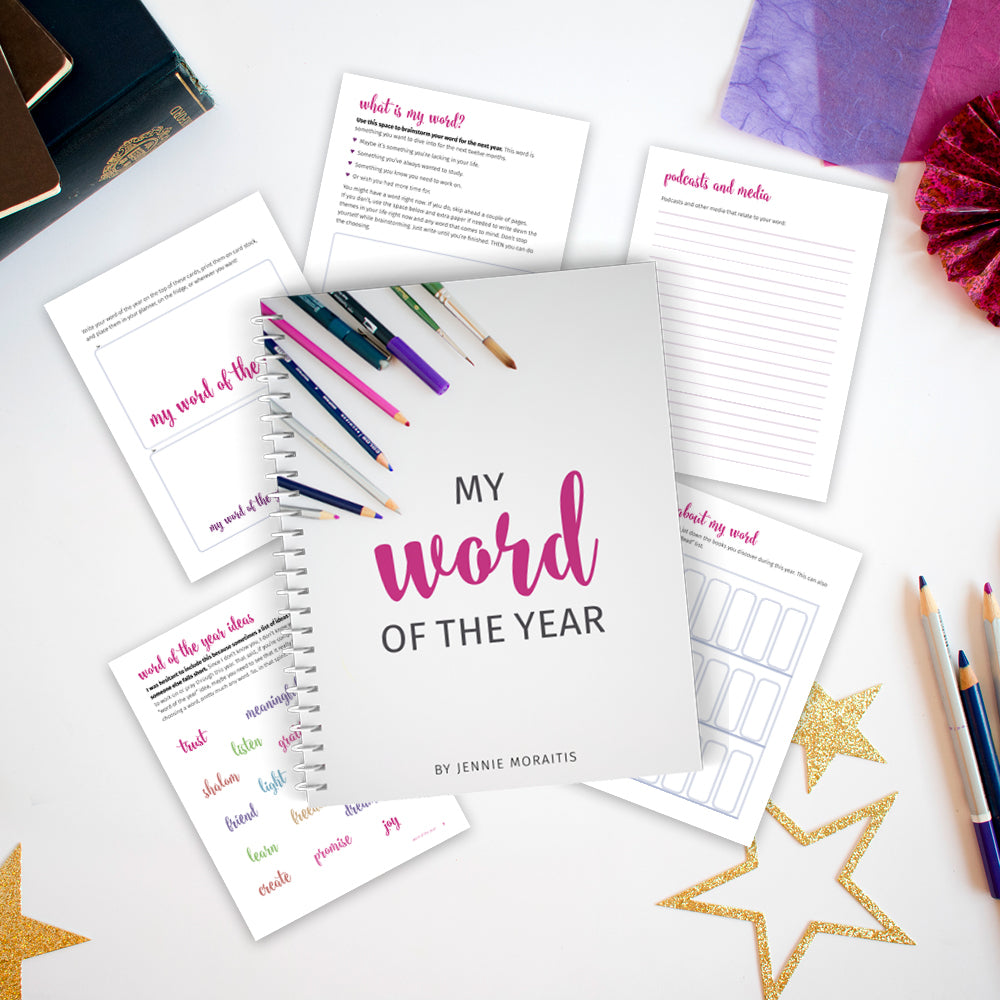 Choose your word of the year with this printable workbook! You'll also have space to track and go back to your word throughout the year. Choosing your one word will help clarify your goals and help you to grow!